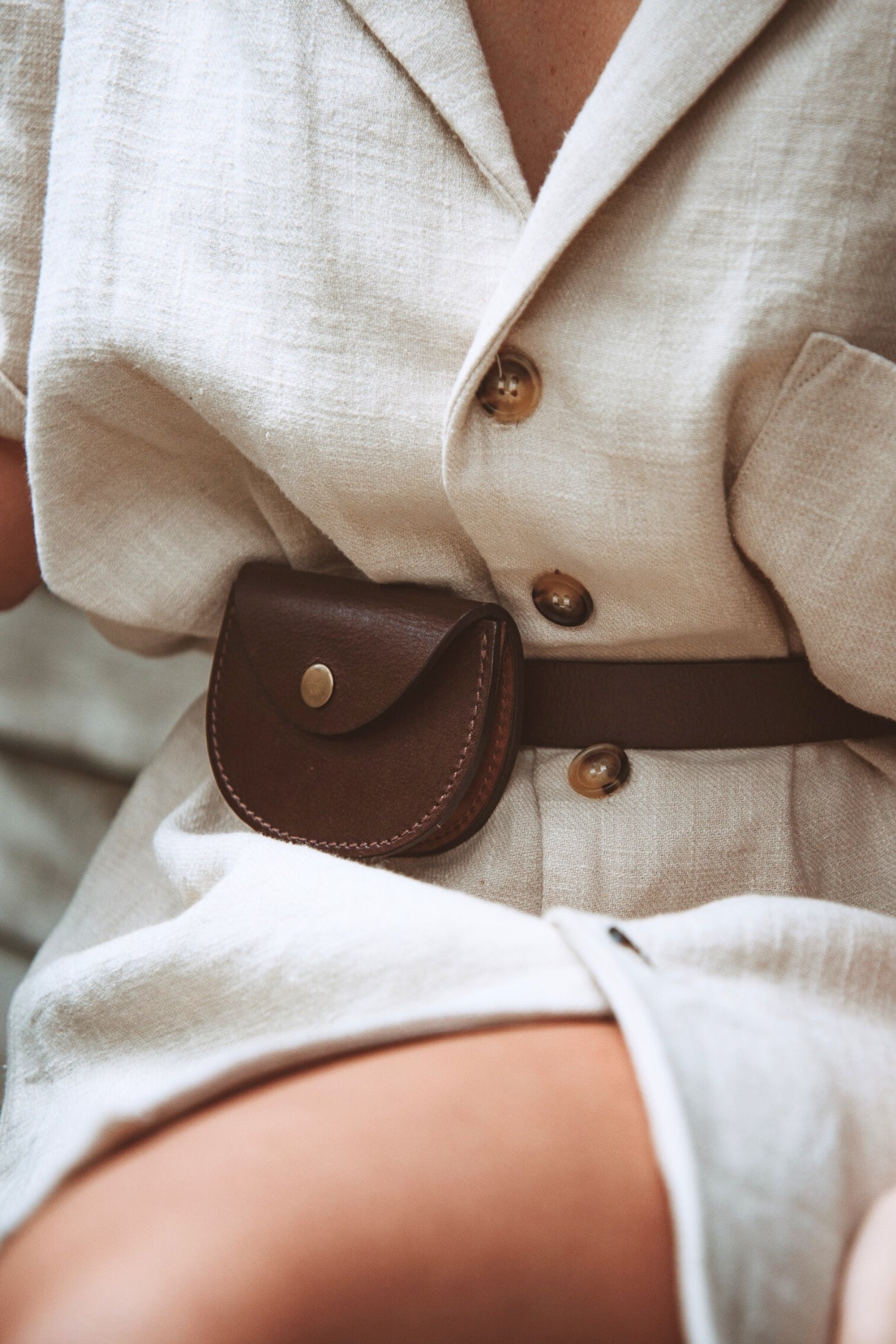 Chestnut Pouch Handcrafted Leather Belt