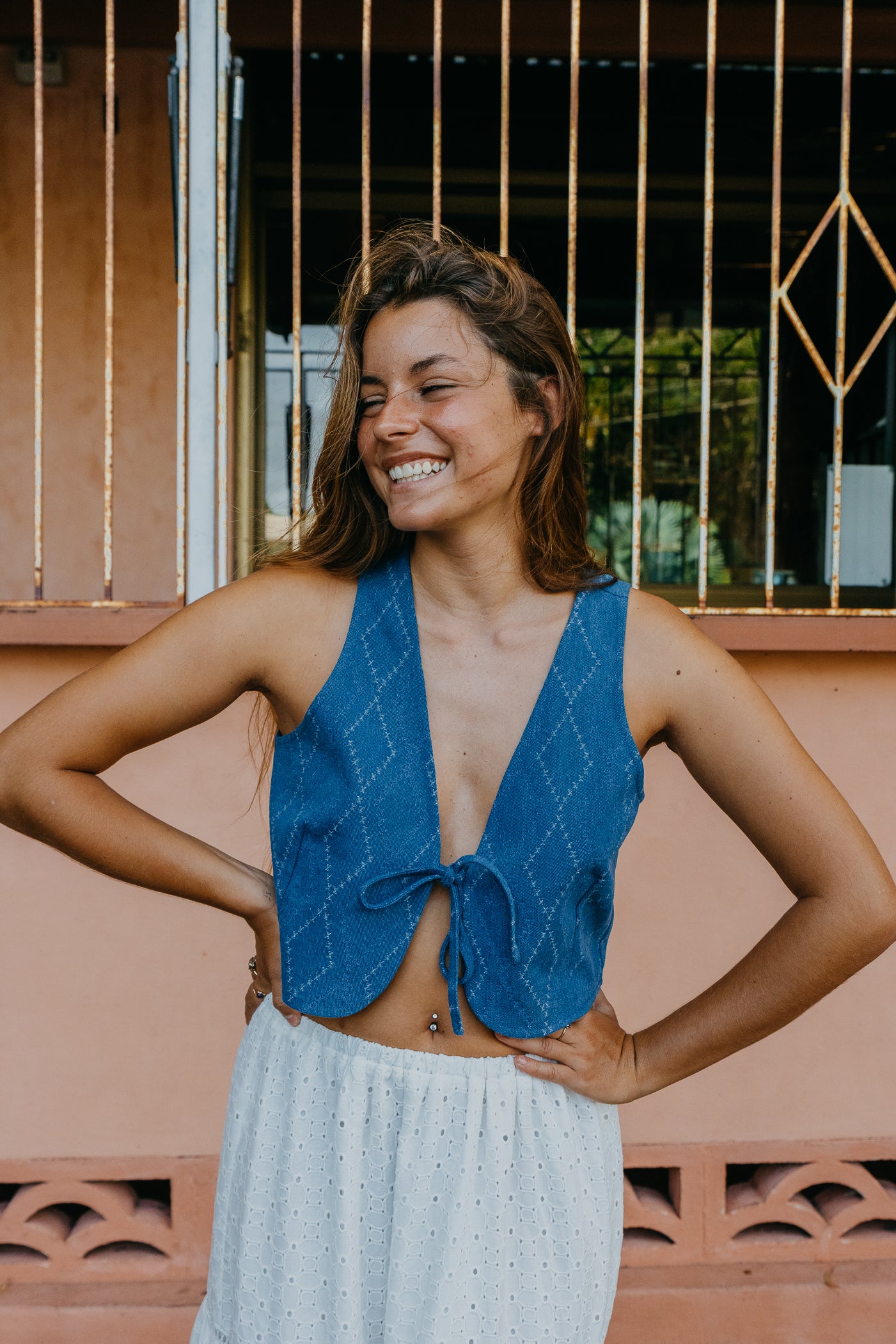 Indigo Denim Vest - Laced