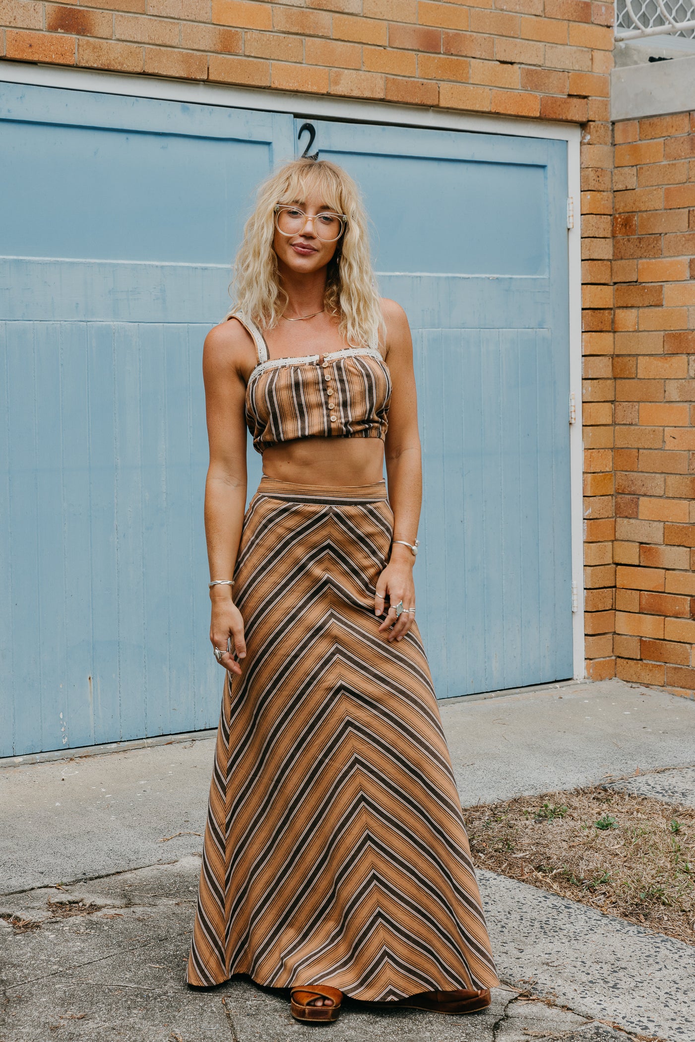 Clay - Striped Crop Top