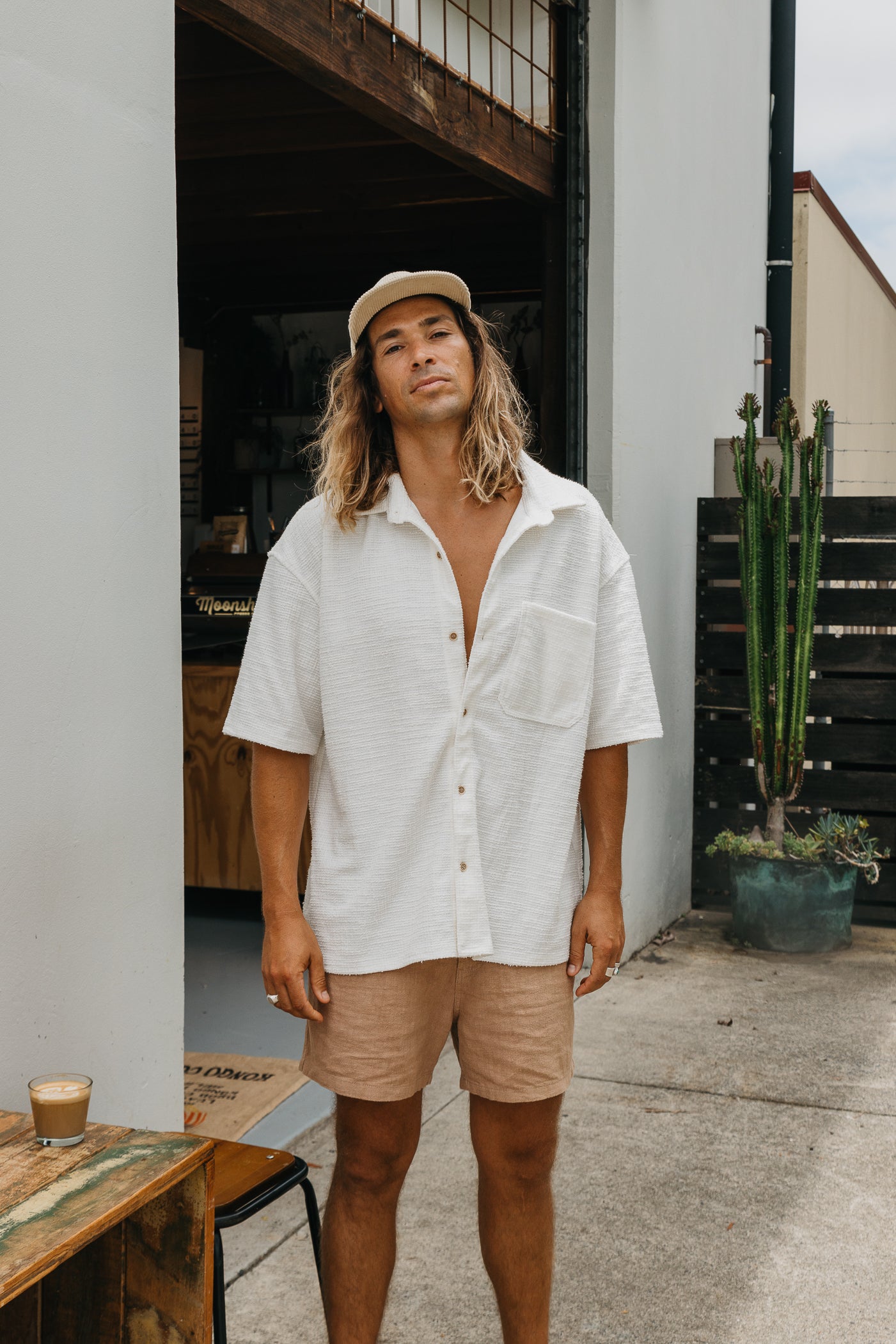 Miller Shorts- Textured Linen Shorts - Light Brown