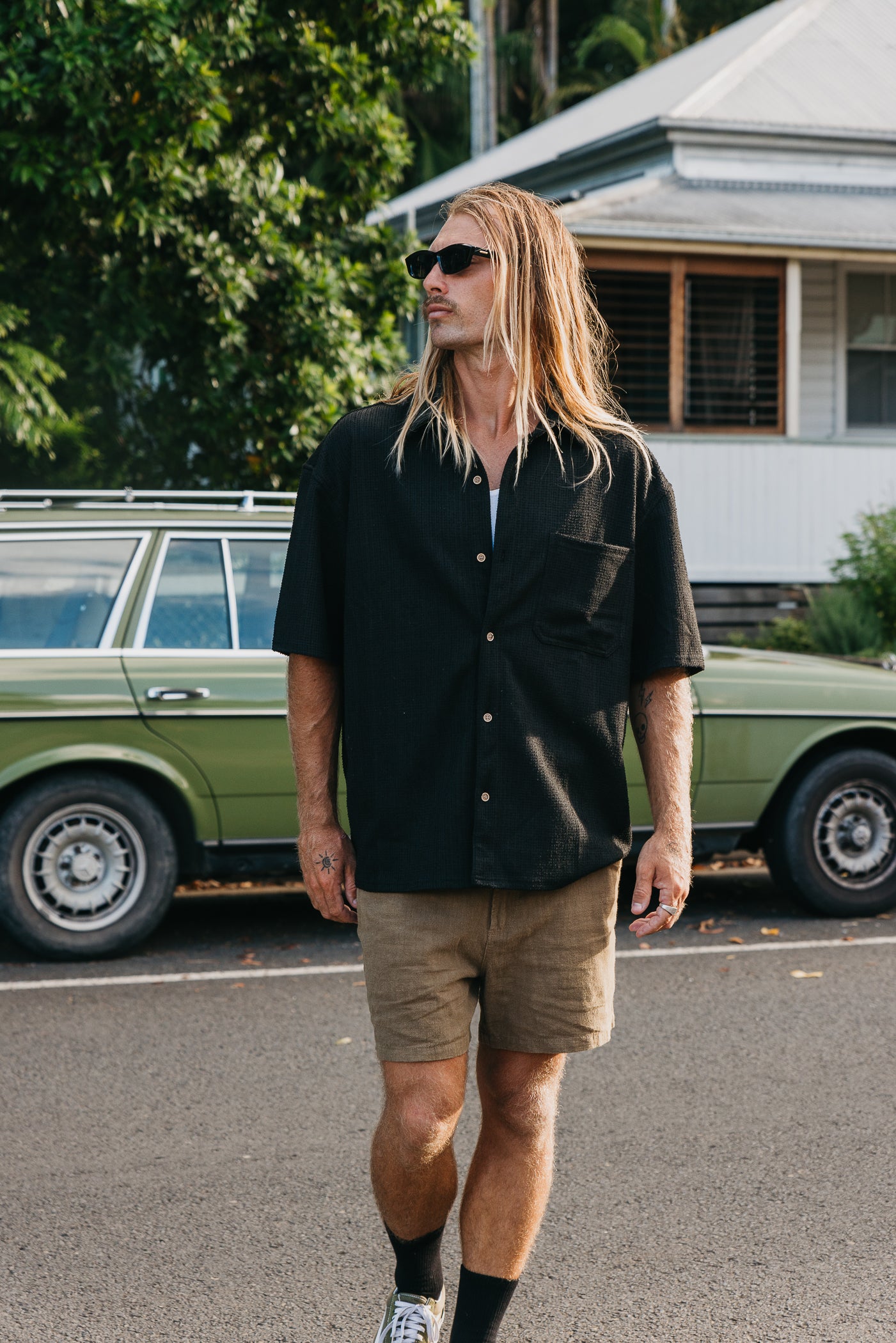 Wells - Textured Short Sleeve Shirt - Black