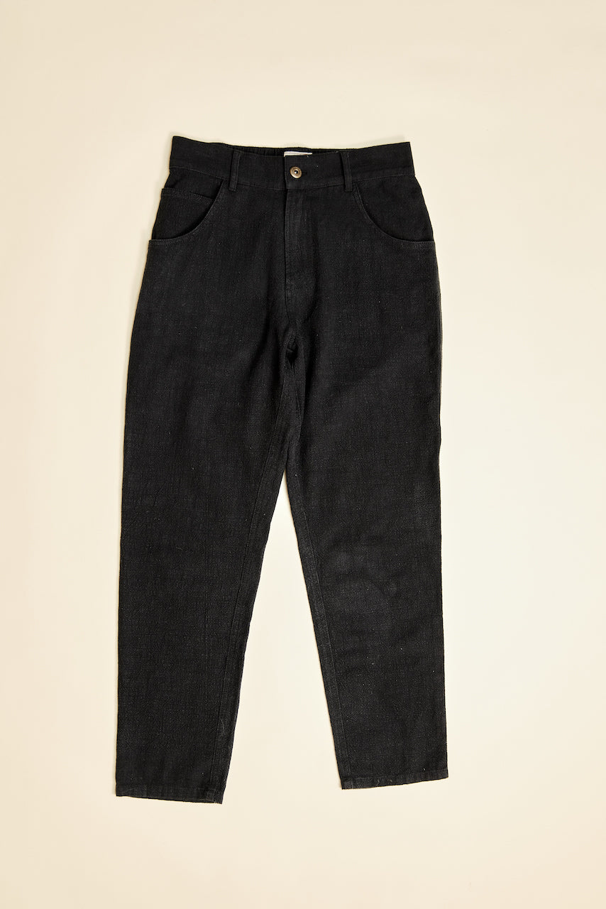 Miller - Textured Linen Pants - Washed Black