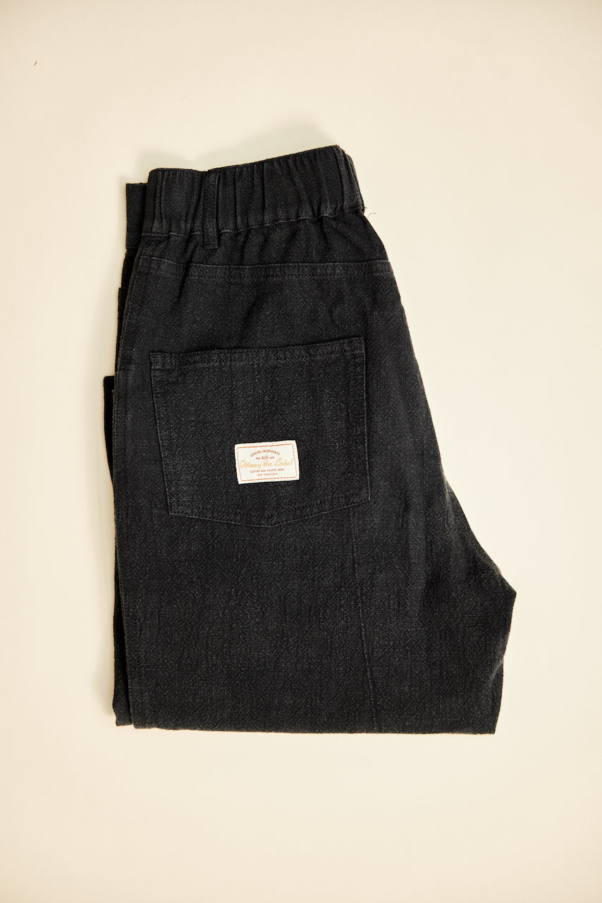 Miller - Unisex Textured Linen Pants - Washed Black