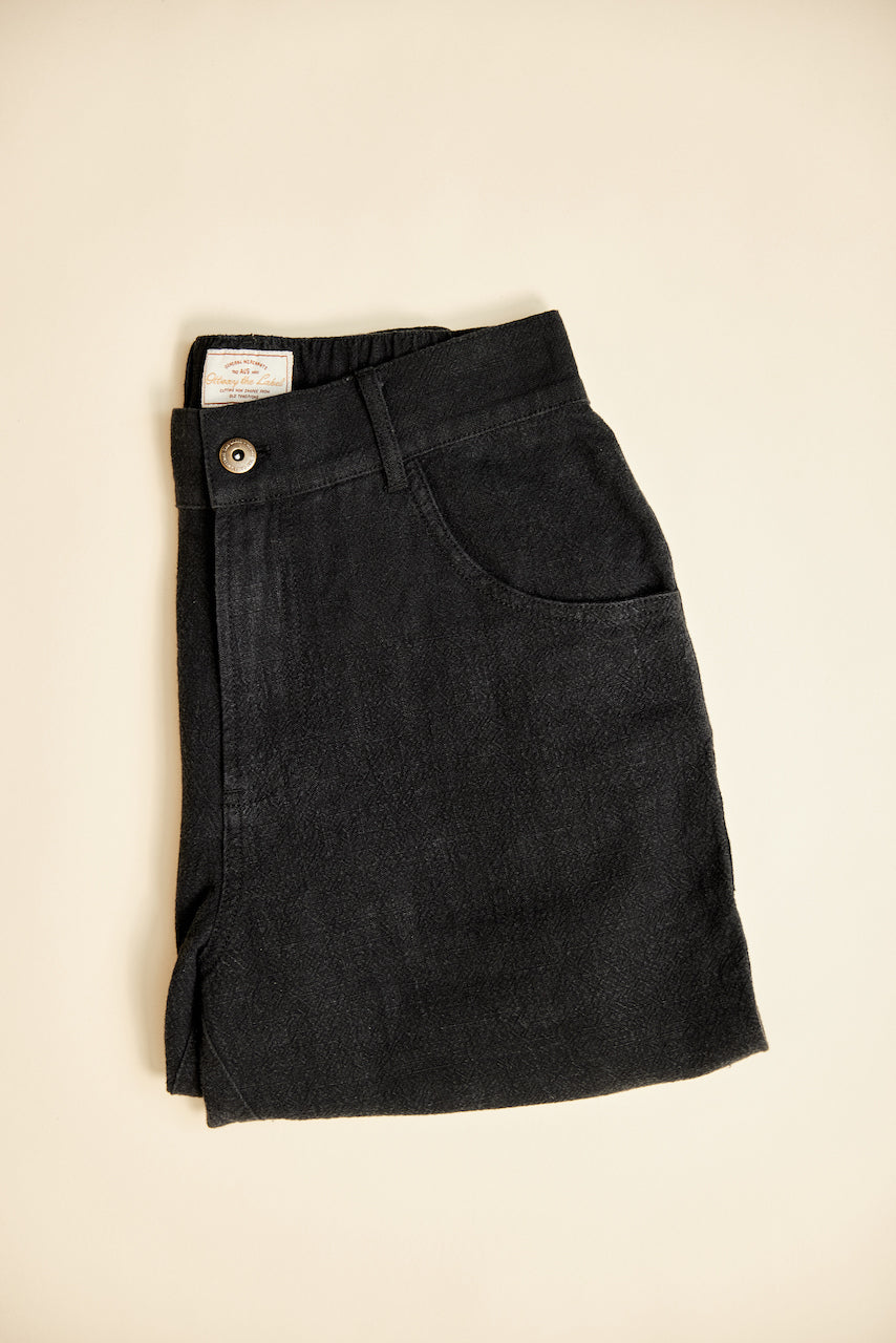 Miller - Textured Linen Pants - Washed Black