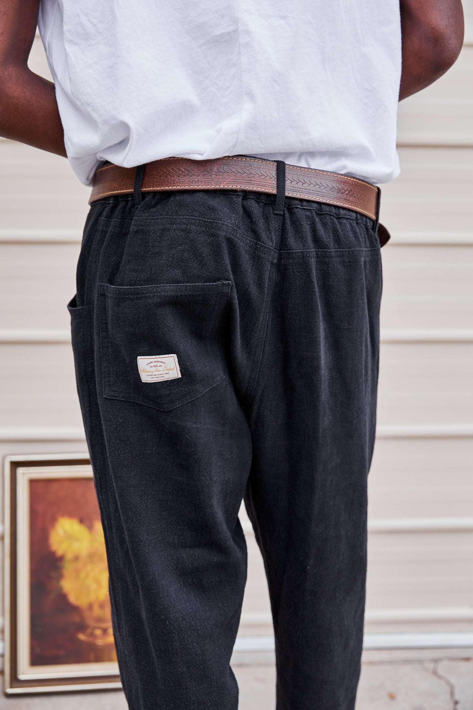 Miller - Textured Linen Pants - Washed Black