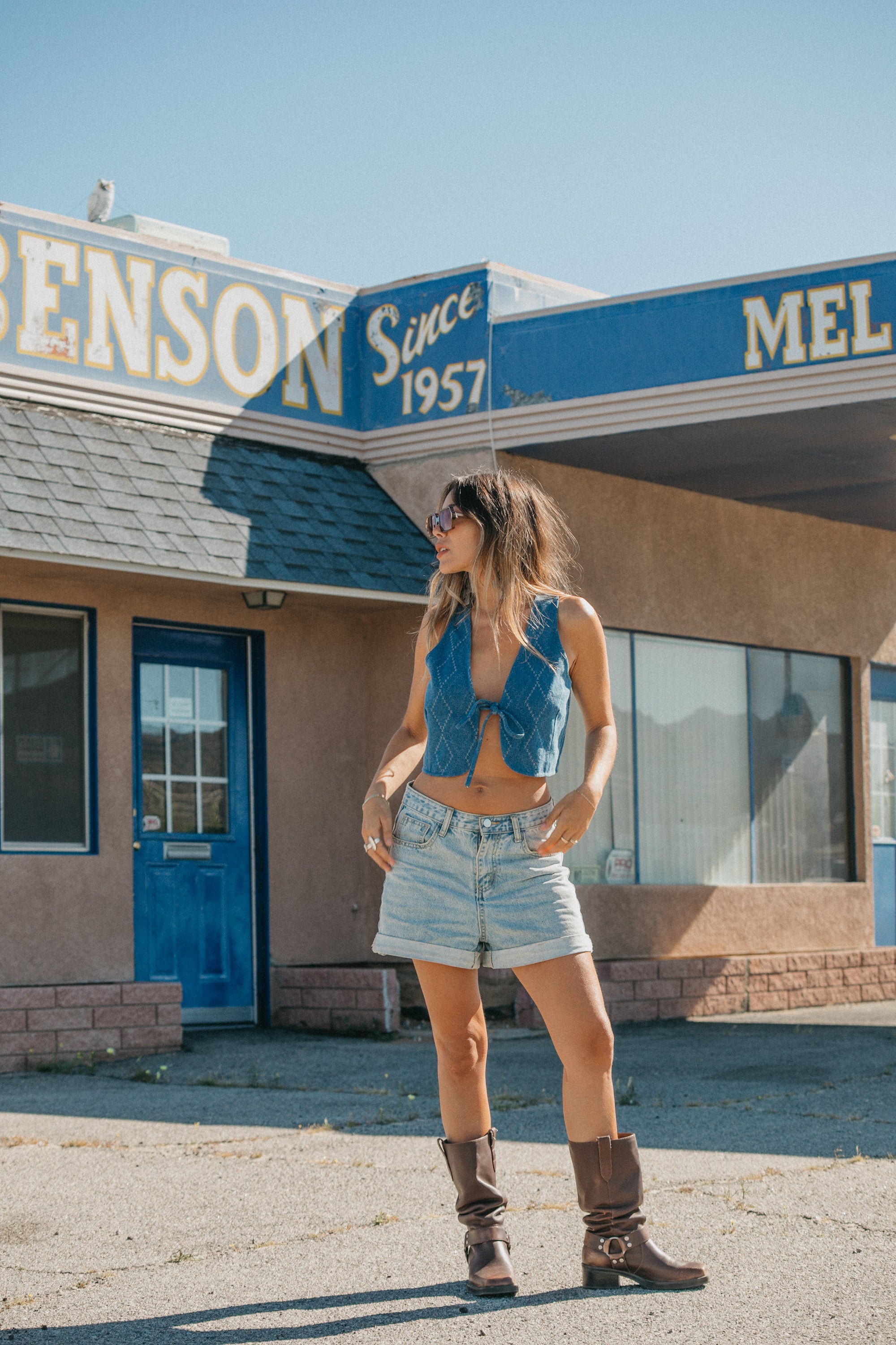 Indigo Denim Vest - Laced