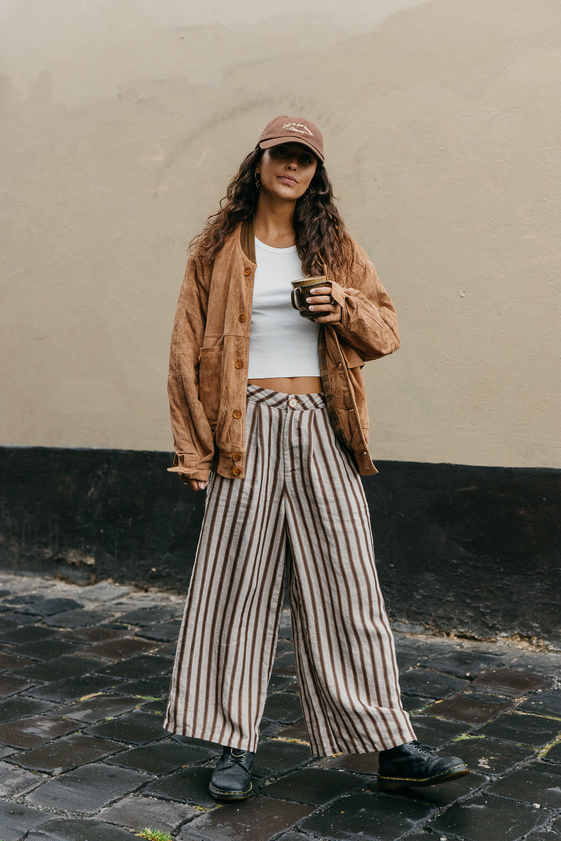 Abby - Striped High-Waist Linen Pants