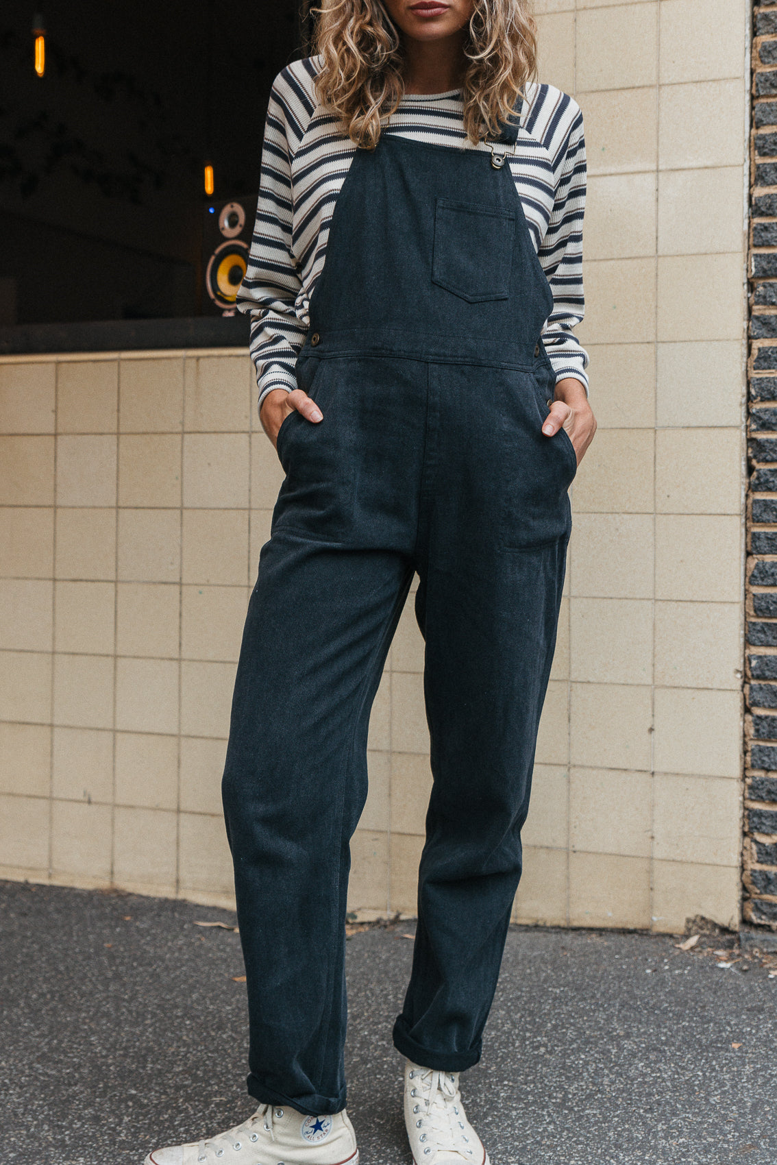 JACKS - UNISEX Washed Black Overalls