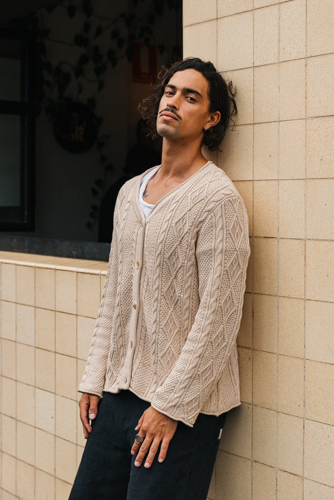 Cohen Cable Knit Cardigan - Beige