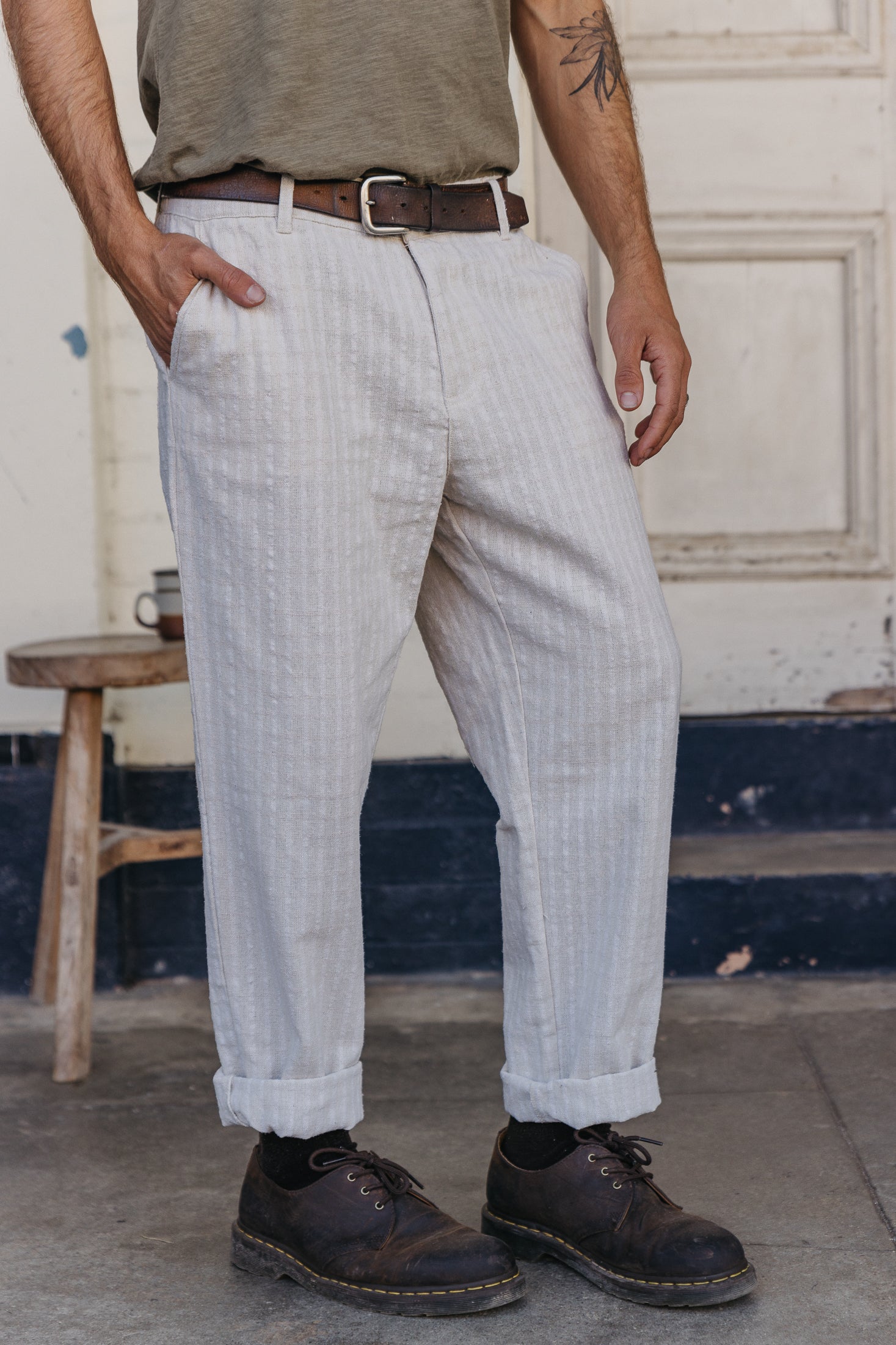 Bowie - Cream Checked Pants