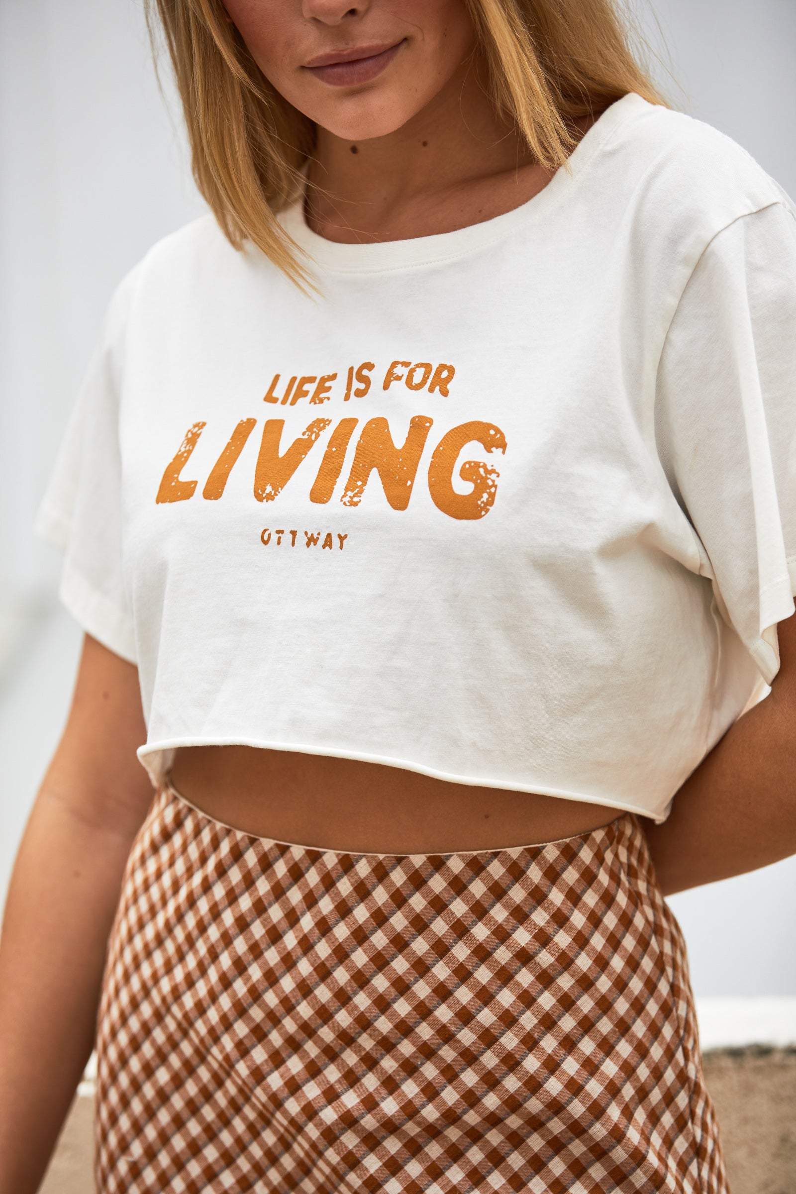 Life is for Living cropped T-Shirt - White