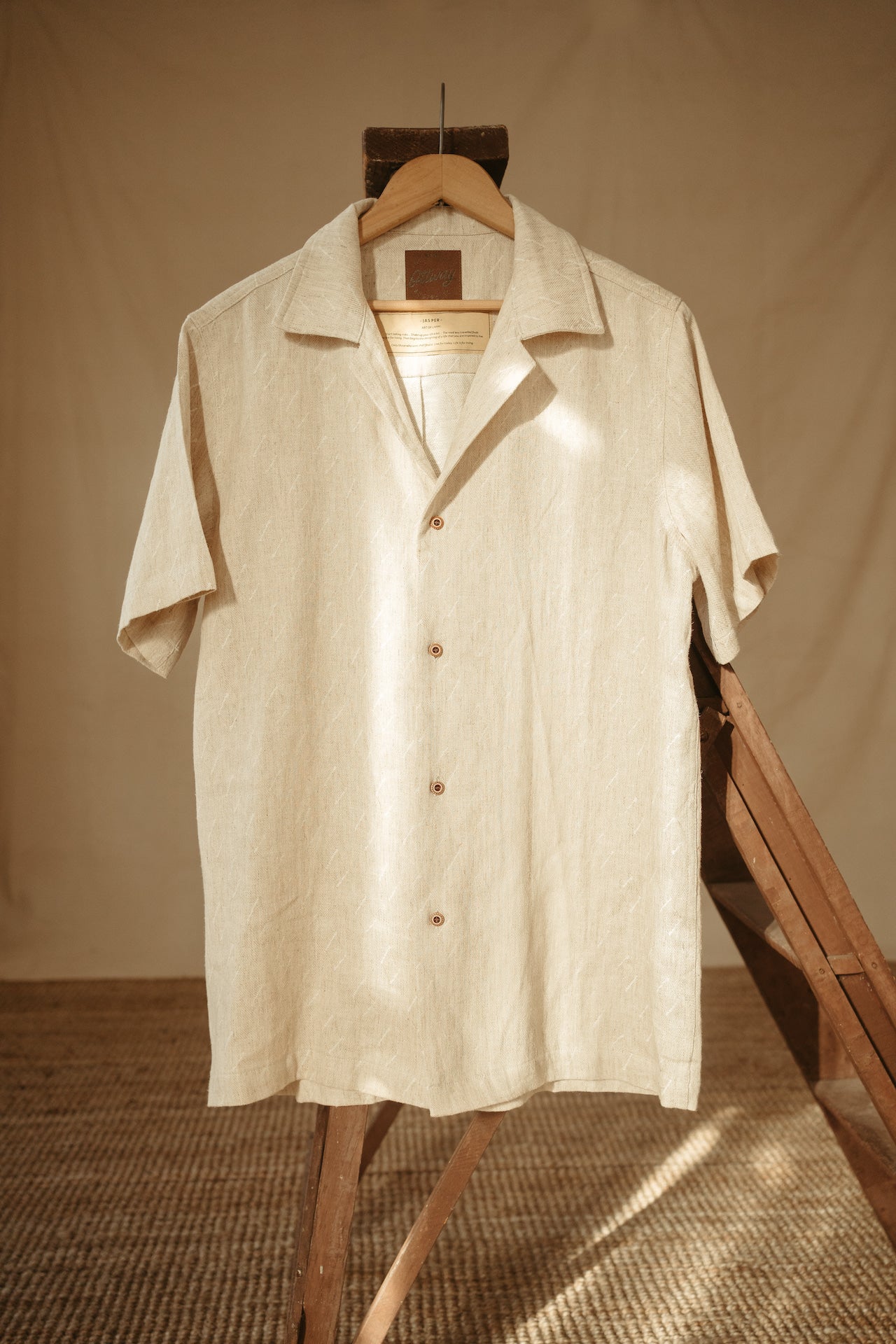 Jasper Cream - Ramie Short Sleeve Shirt