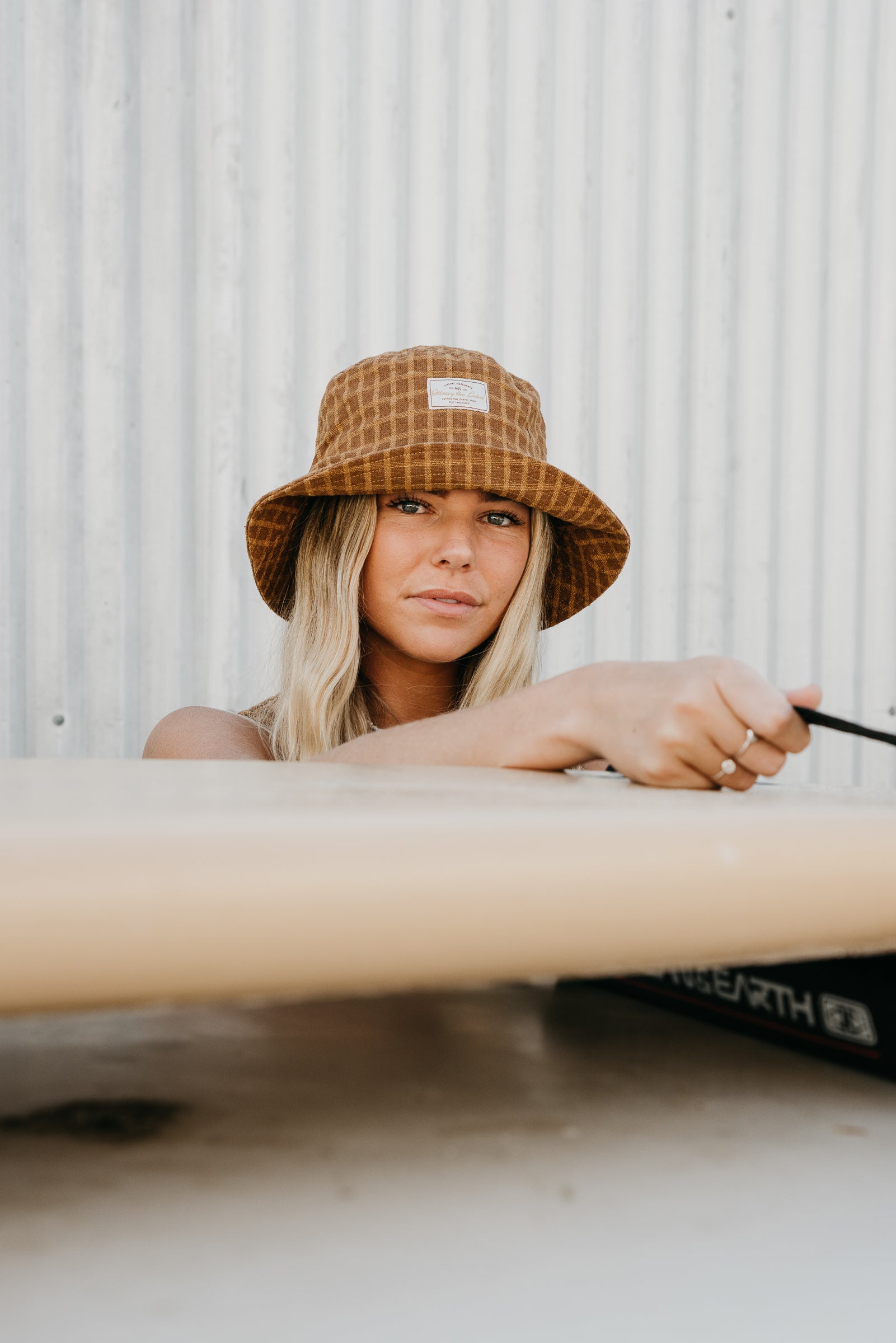 Kora - Brown Checked Bucket Hat