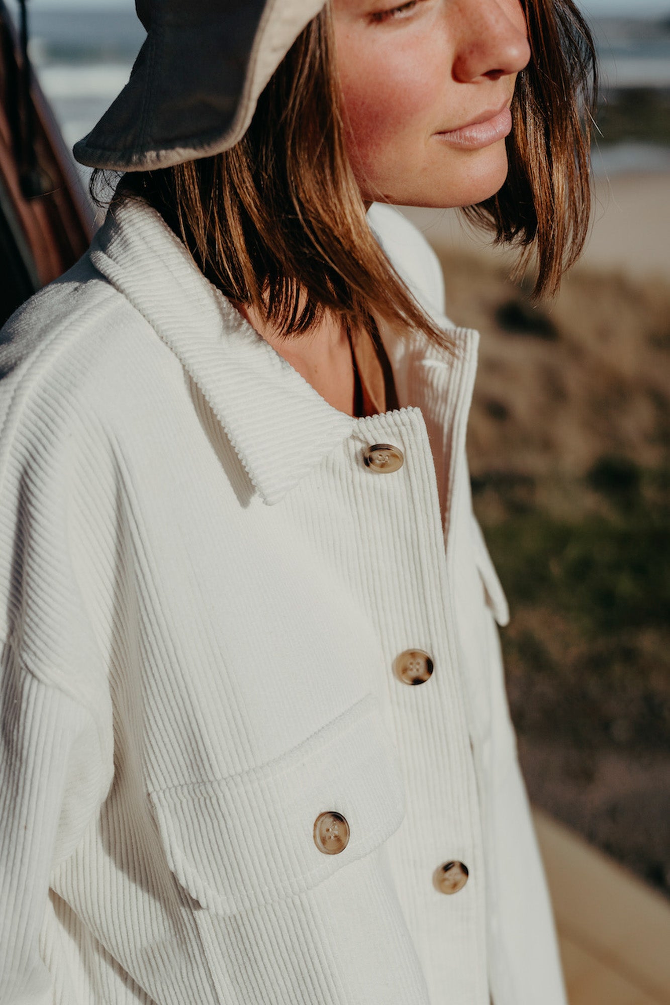 Reis - Women White Cord Shirt/Jacket